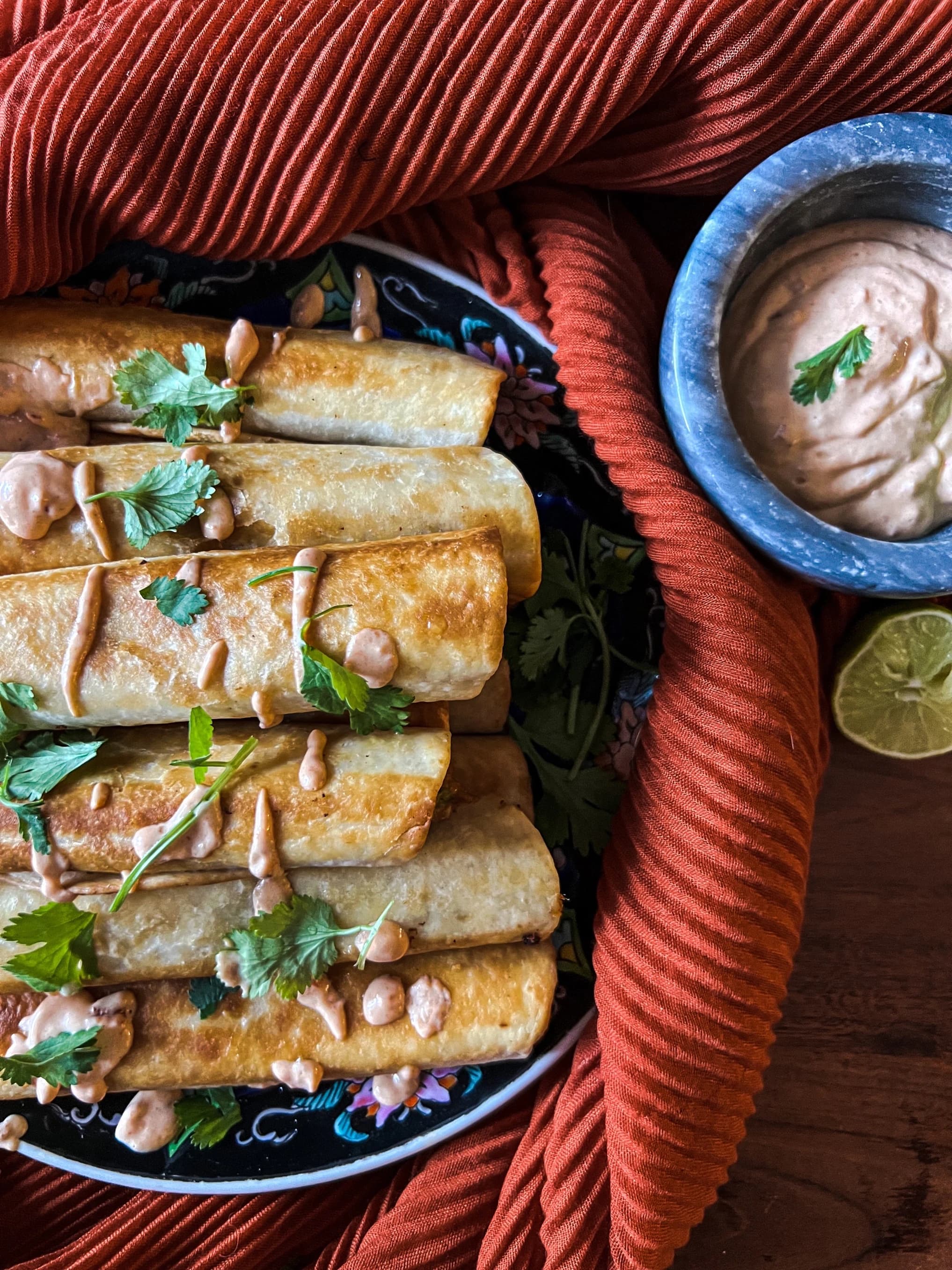 Cheesy Chicken & Bean Taquitos