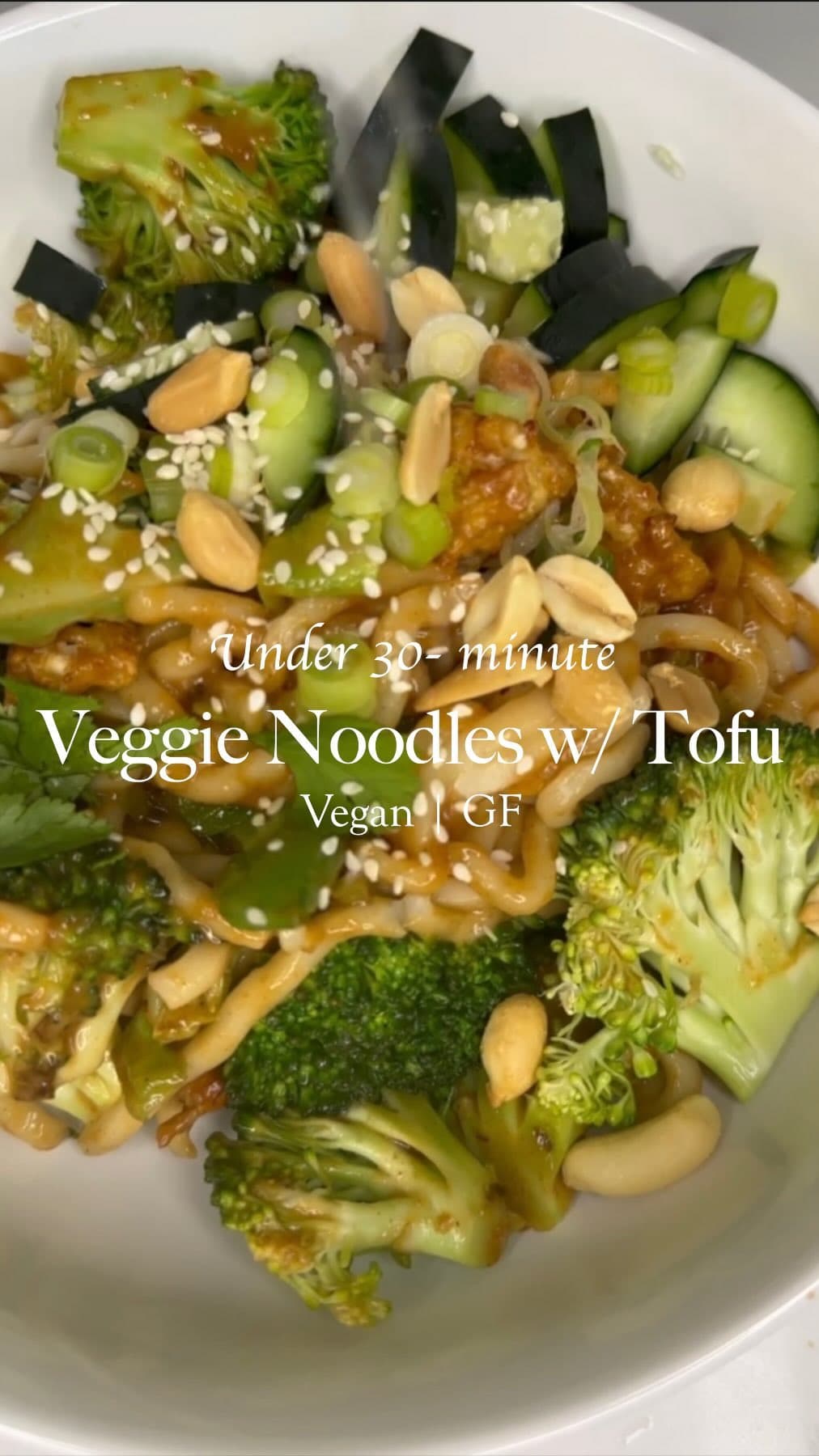 Peanut noodle with veggies and crispy tofu!  