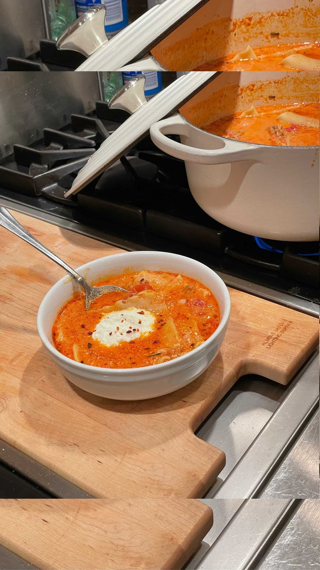 Spicy lasagna soup 