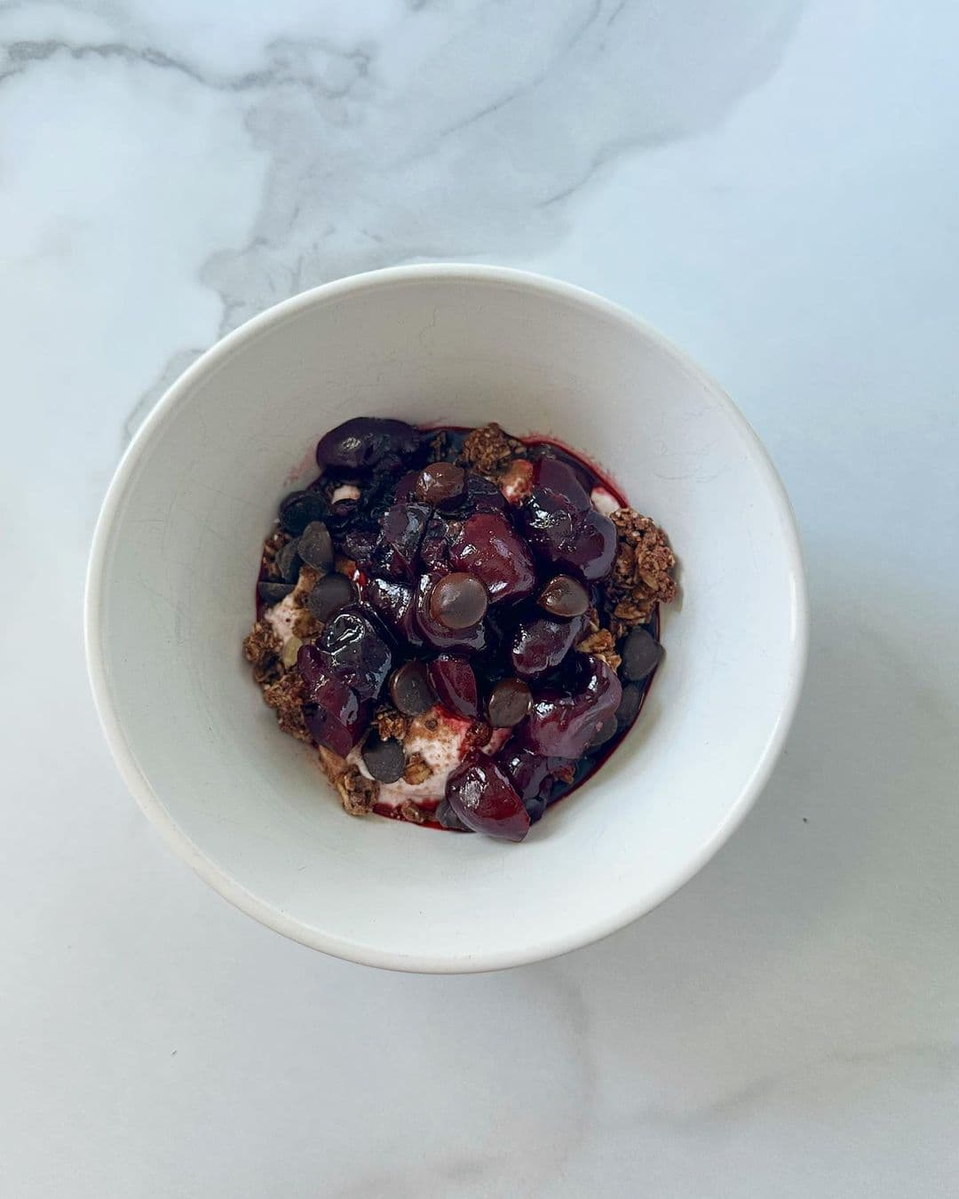 Cherry garcia yogurt bowl