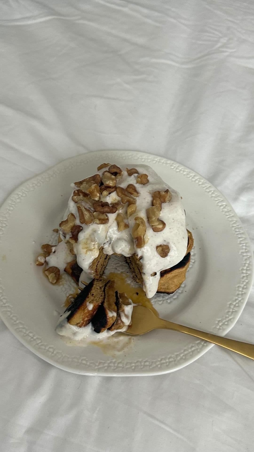 Fluffy maple walnut pancakes