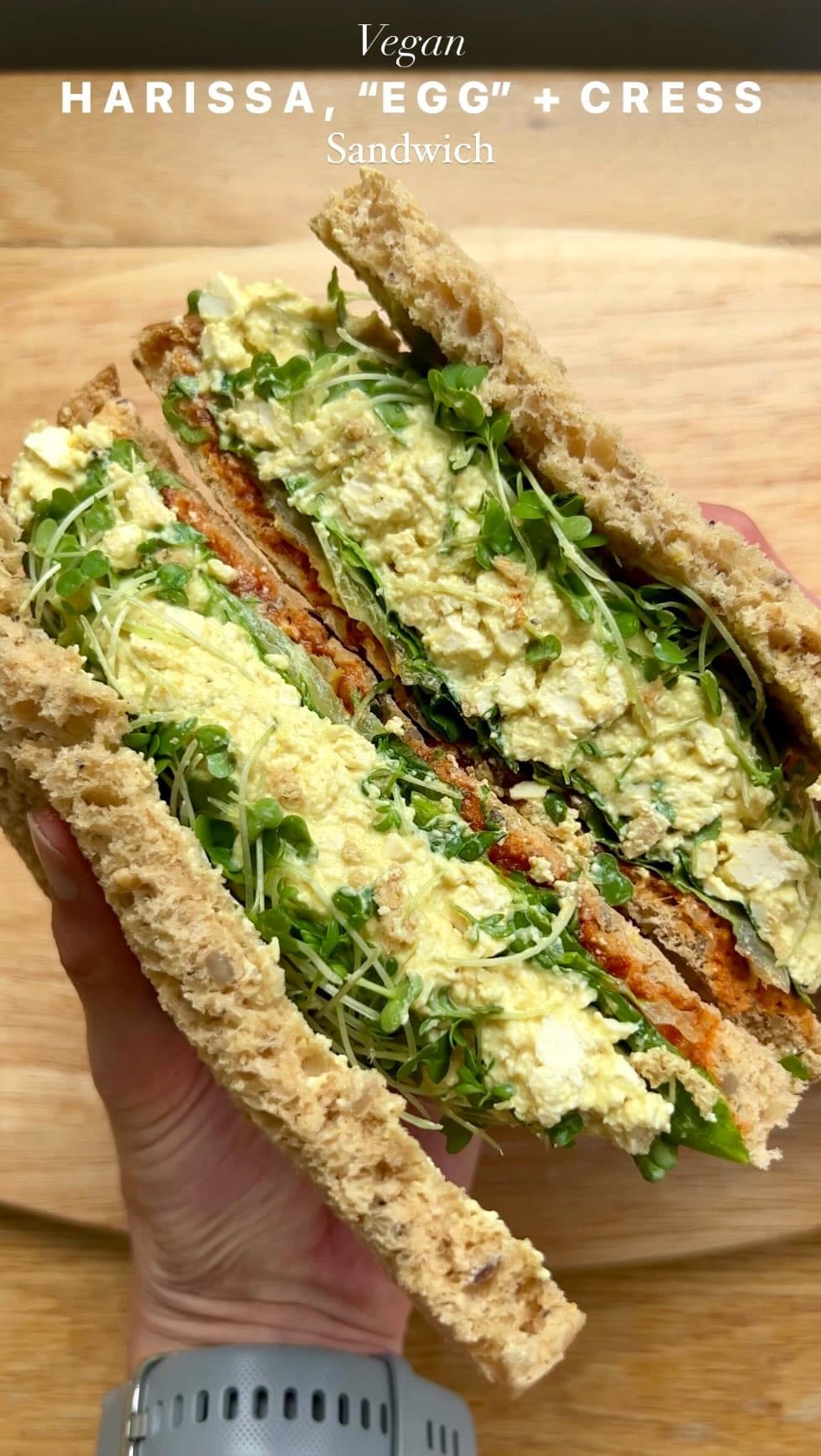 VEGAN HARISSA, “EGG” + CRESS SANDWICH