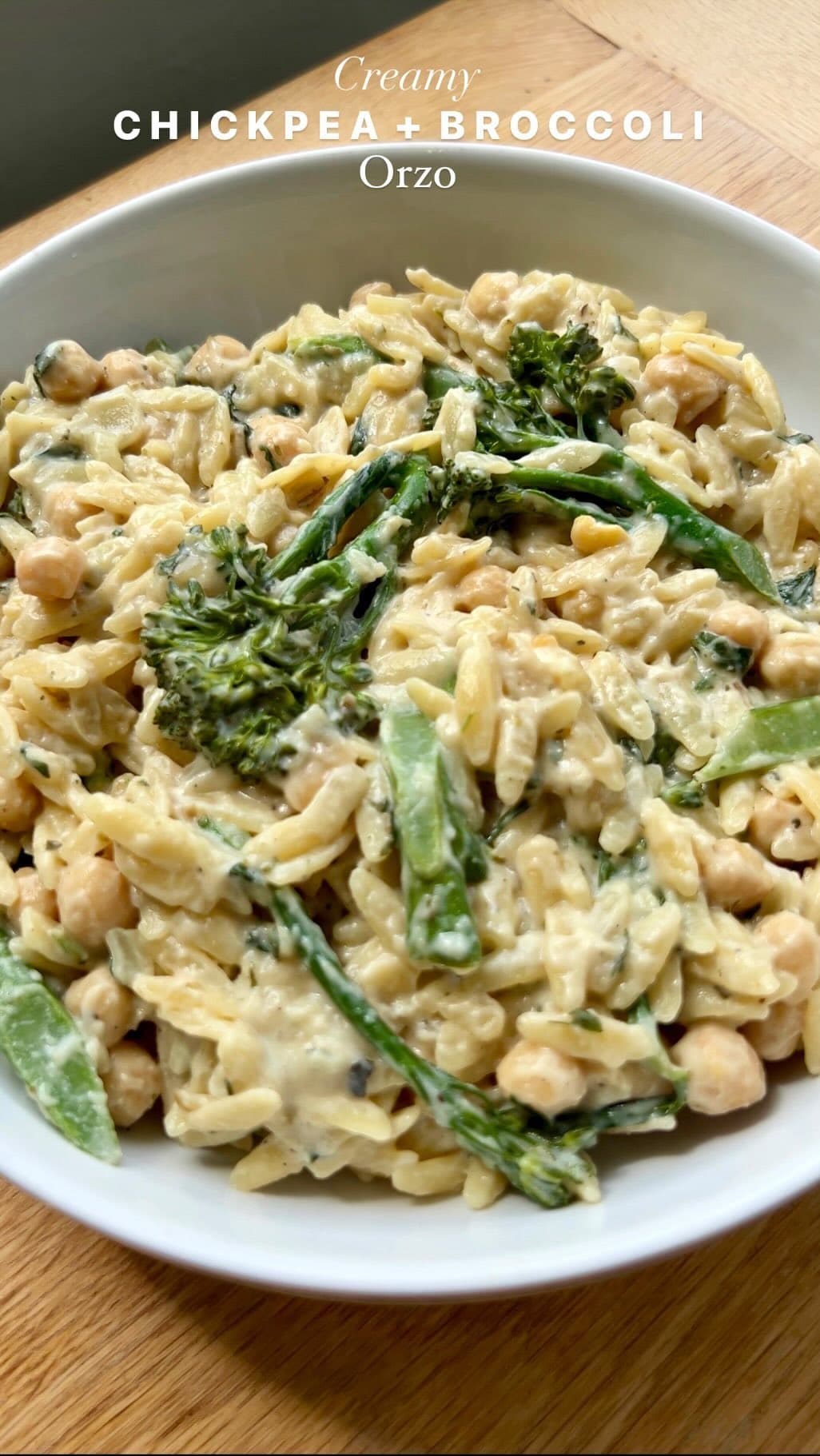 CREAMY CHICKPEA + BROCCOLI ORZO