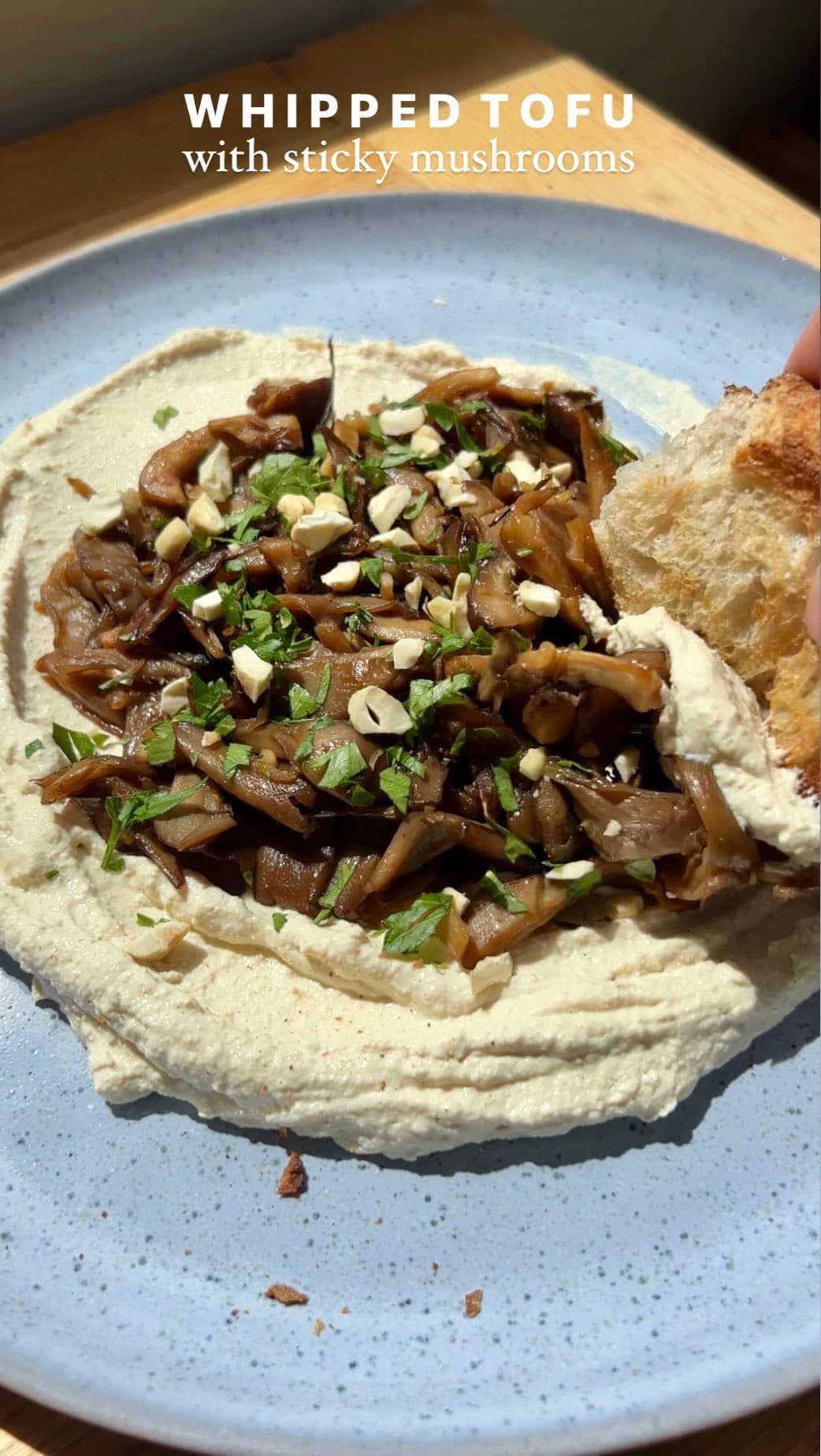 WHIPPED TOFU WITH STICKY MUSHROOMS