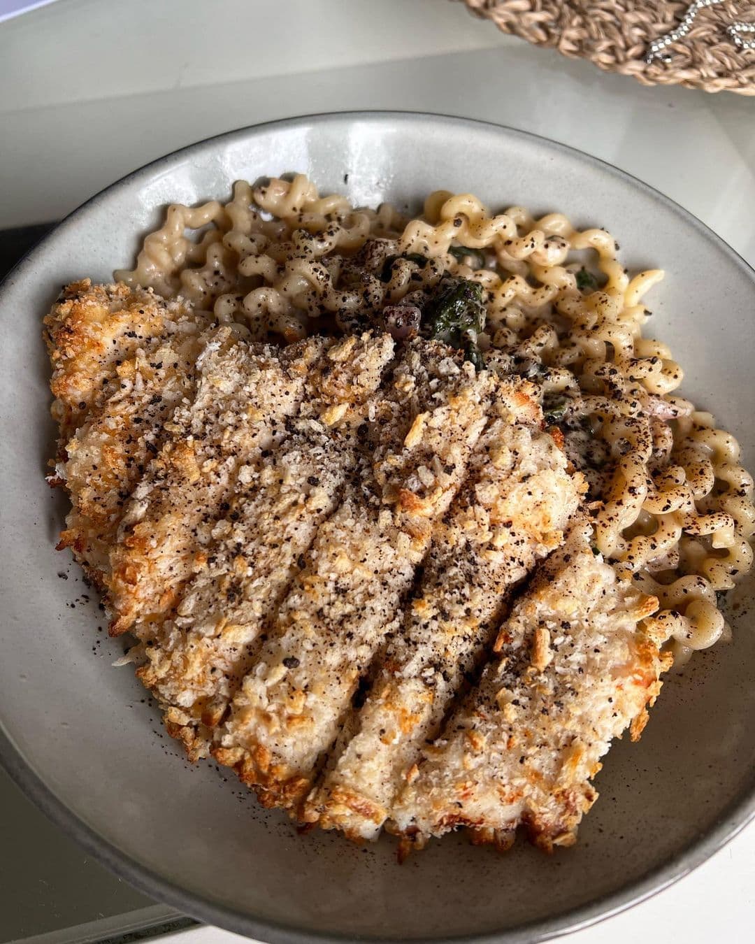 Truffle and panko chicken pasta 