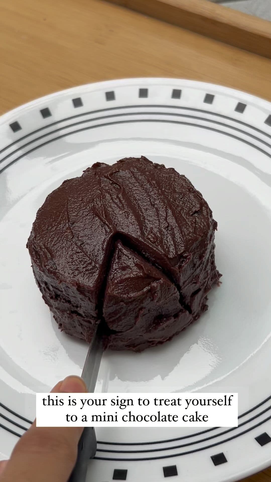 Treating yourself to a mini chocolate cake 