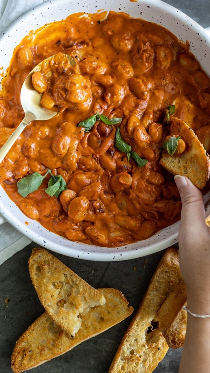 CREAMY HARISSA BEANS ON TOAST