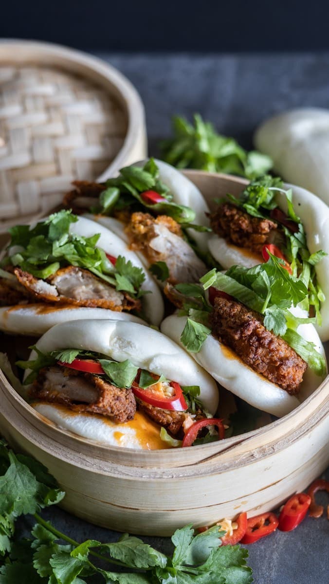 CHEAT’S 30-MINUTE CRISPY CHICKEN BAO BUNS