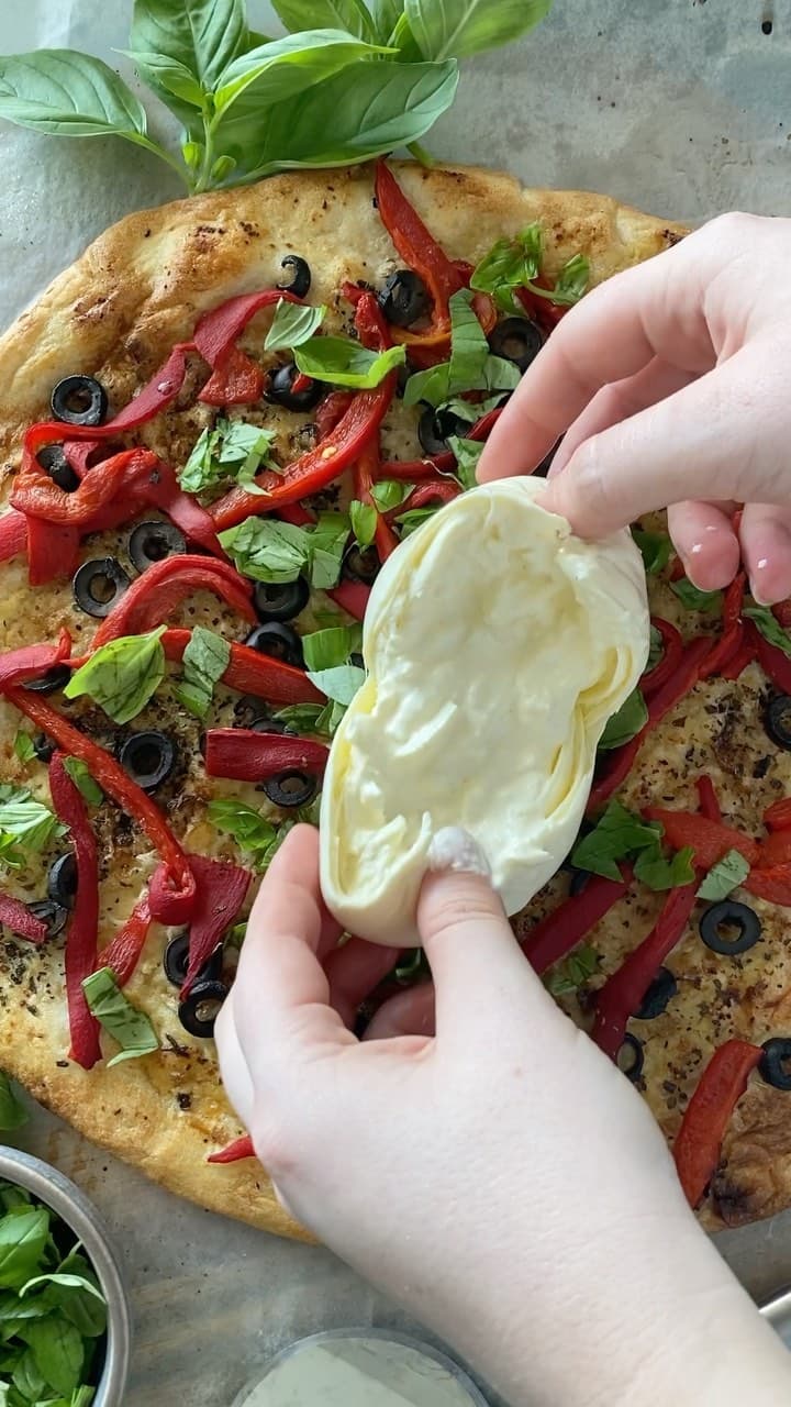 ROASTED RED PEPPER AND BURRATA FLATBREAD