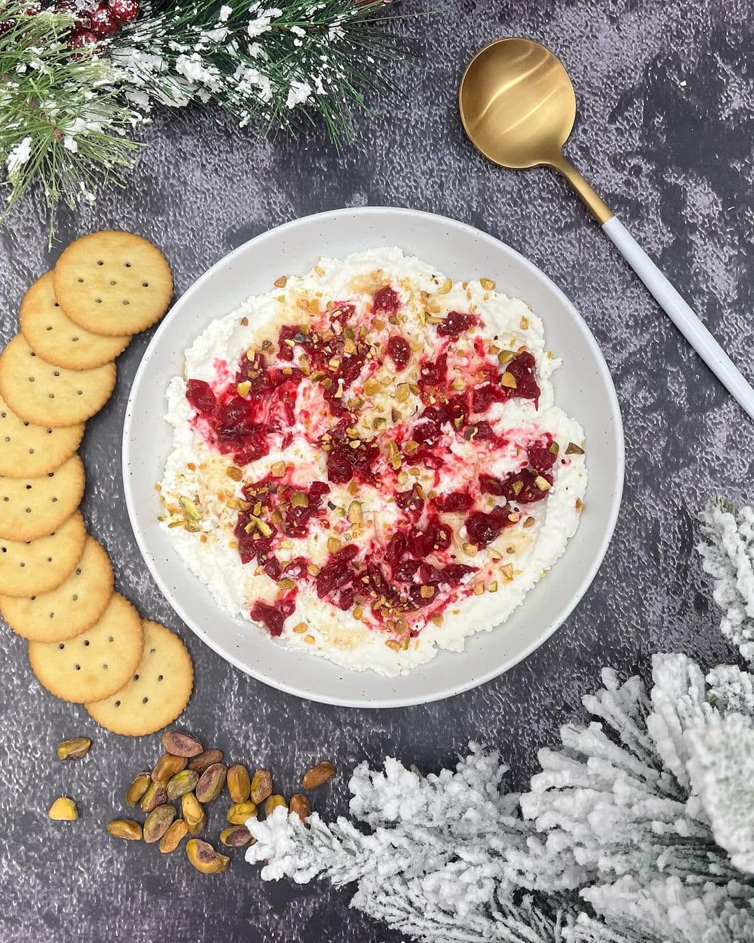 Whipped Feta with Honey and Cranberry Sauce