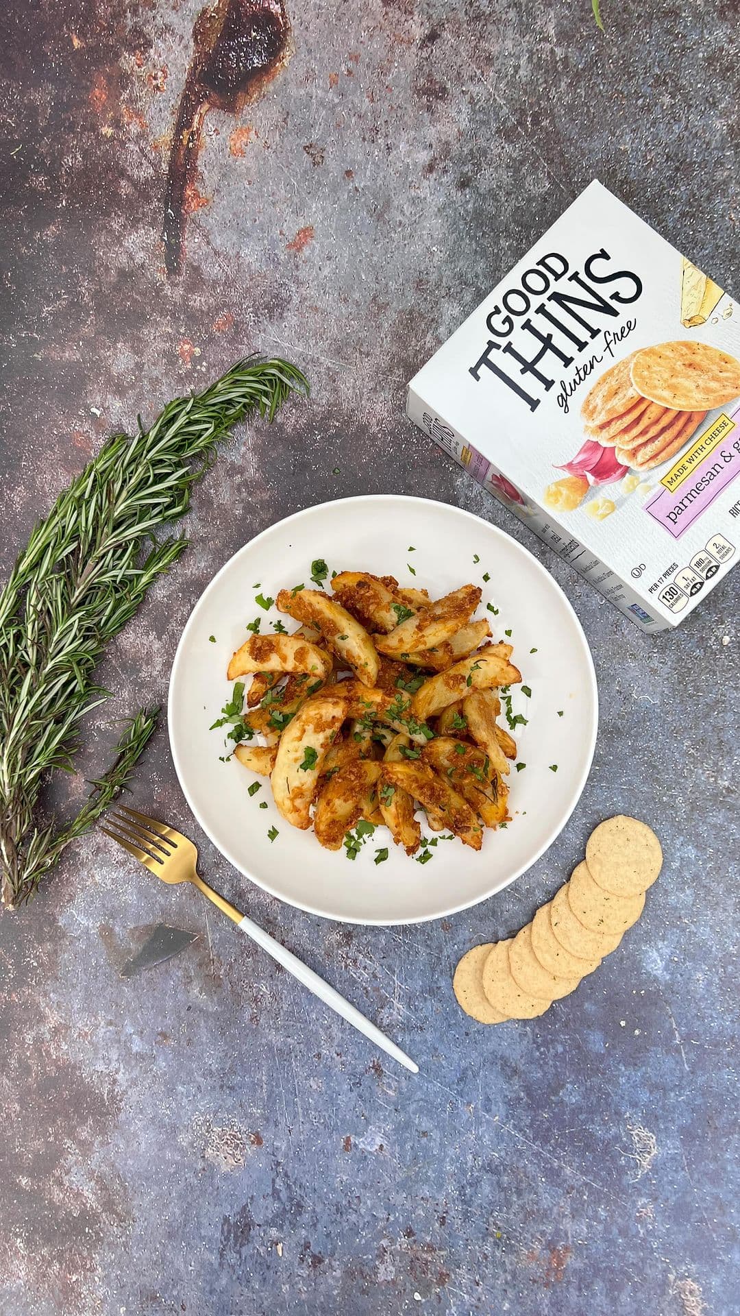 Rosemary Parmesan Good Thins Snacks-Crusted Potato Wedges!