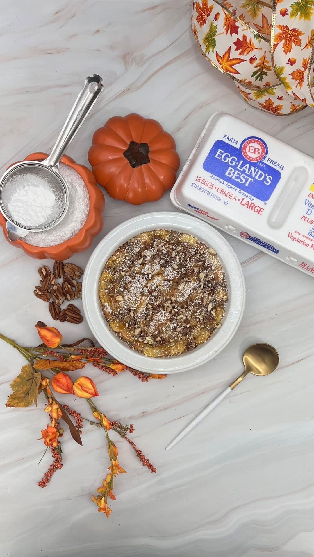 Pumpkin pecan bread pudding!