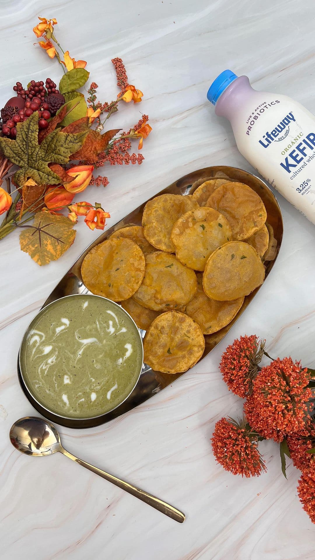 Savory pumpkin kefir puffed bread/ pumpkin kefir poori!